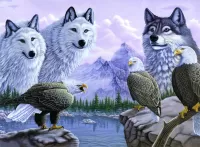 Jigsaw Puzzle Wolves and eagles