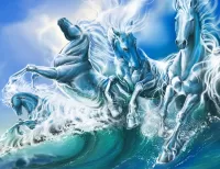 Jigsaw Puzzle Wave and horses