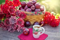 Jigsaw Puzzle Apples and chrysanthemums