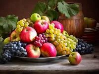 Jigsaw Puzzle apples and grapes