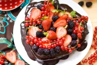 パズル Berry chocolate dessert