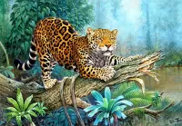 Puzzle Jaguar on a tree