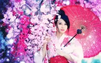 Bulmaca Japanese woman with umbrella
