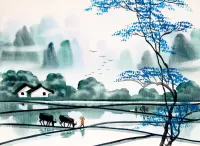 Rompecabezas Chinese watercolor