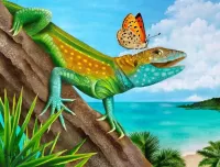 Puzzle Lizard and butterfly