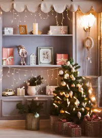 Quebra-cabeça Christmas tree at the shelf