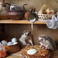 Rompecabezas Hedgehogs and pancakes