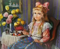 Jigsaw Puzzle Young needlewoman
