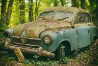 Puzzle abandoned car