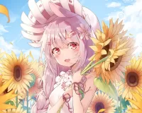 Bulmaca Bunny in sunflowers