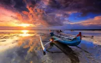 Quebra-cabeça Sunset and canoe