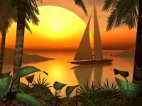 Quebra-cabeça Sunset on the island of