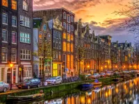 Jigsaw Puzzle Sunset in Amsterdam