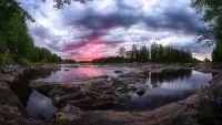Quebra-cabeça Sunset in Finland