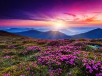 Jigsaw Puzzle Sunset in mountains
