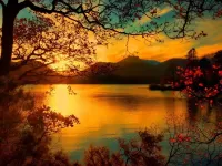 Jigsaw Puzzle Sunset in yellow tints