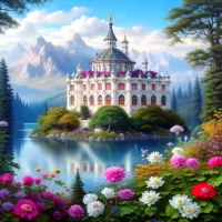 Jigsaw Puzzle Castle on the island