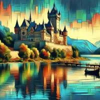 Jigsaw Puzzle Castle over the lake
