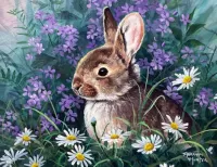 Rompecabezas Hare and flowers