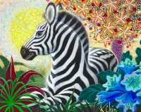Jigsaw Puzzle Zebra and flowers