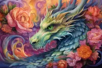 Jigsaw Puzzle Green-eyed dragon