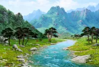 Jigsaw Puzzle Green mountains