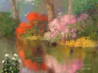 Rompecabezas Painting. River. Forest