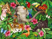 Puzzle jungle animals