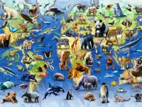 Quebra-cabeça Animals on the map