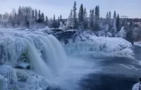 Puzzle winter waterfall