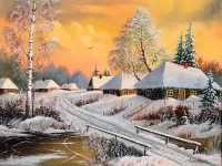 Jigsaw Puzzle Village at winter