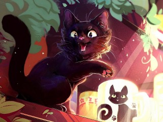 Пазл «Чёрный кот Дзи-Дзи»