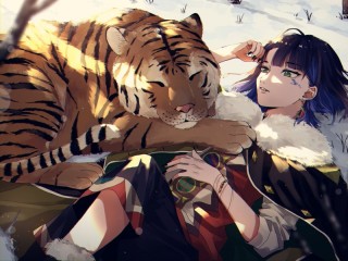 Пазл «Девушка с тигром»