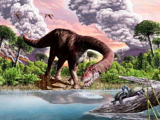Пазл «Динозавр у реки»