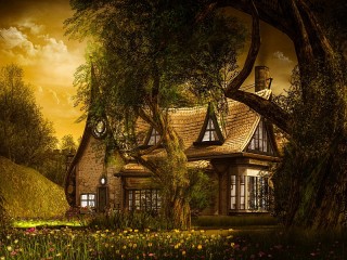Пазл «Дом за деревьями»