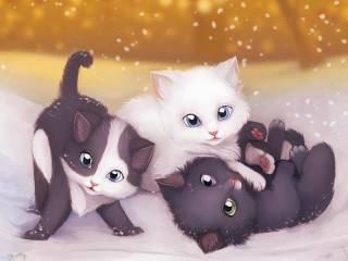Пазл «Котята на снегу»