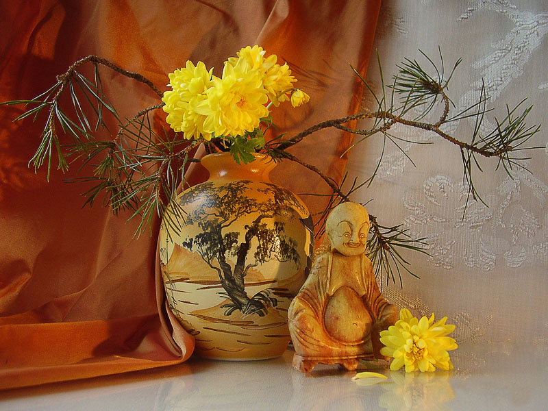 Пазл Натюрморт с хризантемой 