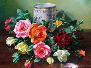 Пазл «Натюрморт с розами»