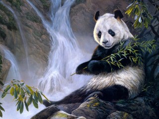 Пазл «Панда у водопада»