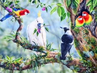 Пазл «Птицы на дереве»