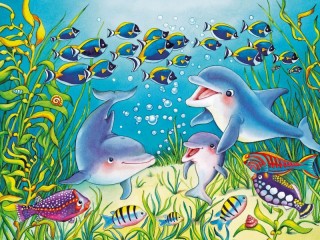 Пазл «Семья дельфинов»