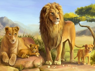 Пазл «Семья львов»