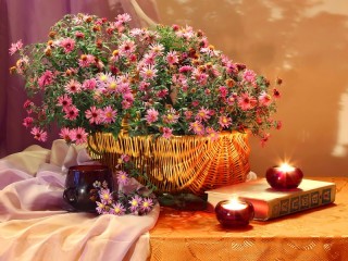 Пазл «Свечи и цветы»