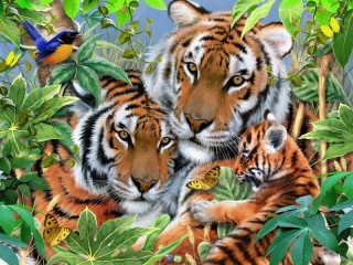 Пазл «Тигры»