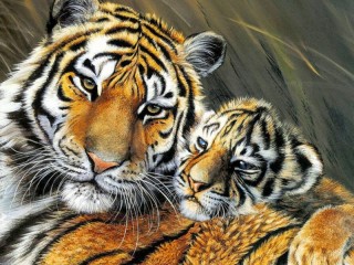Пазл «Тигрица с тигрёнком»