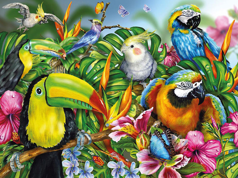 Пазл Тропические птицы