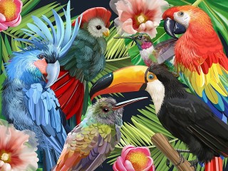 Пазл «Тропические птицы»