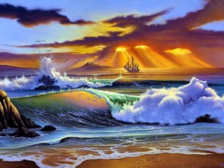 Пазл «Закат на море»