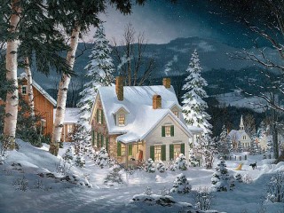 Пазл «Зима в деревне»